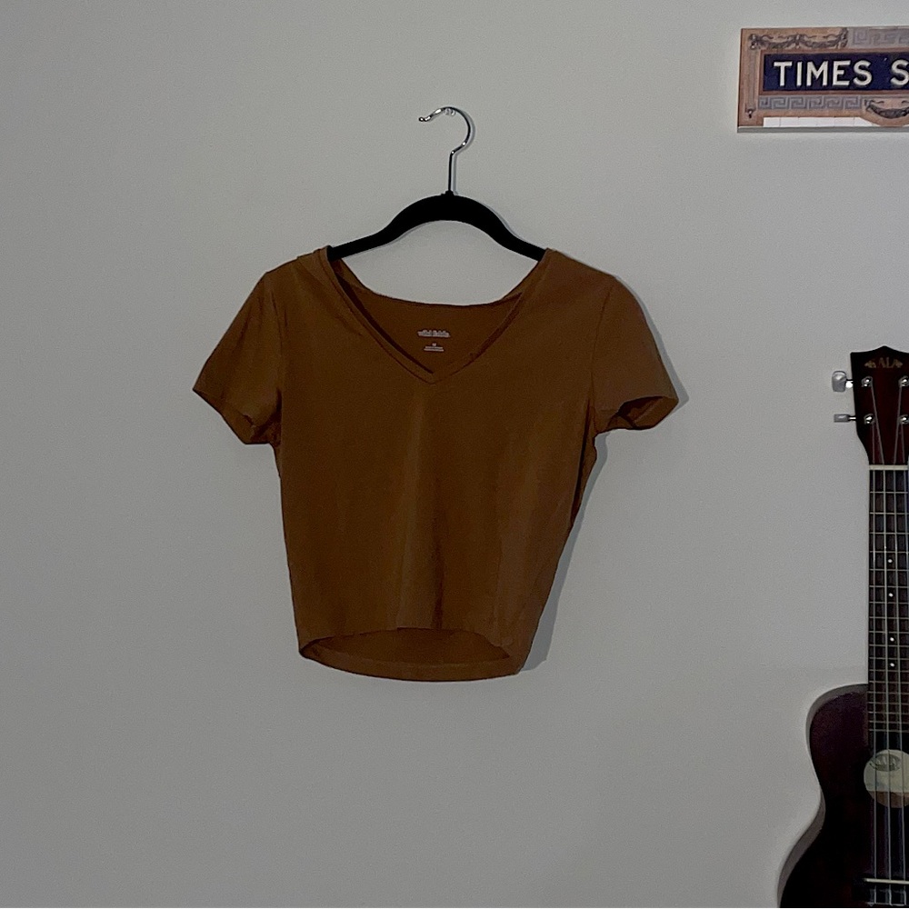 Brown v neck crop top🦔